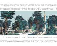 Papier peint panoramique Jardin Anglais polychrome . 1800-1804