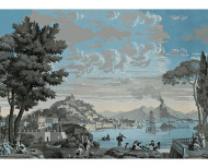 Panoramic wallpaper Views from Italy celestial blue . 1823