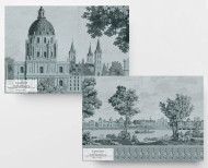 Papier peint panoramique Monuments de Paris bleu gris . 1812