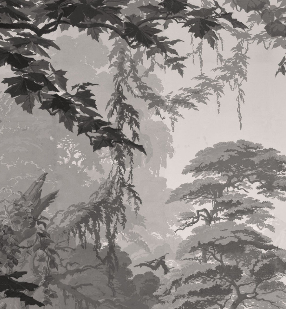 Panoramic wallpaper Eden monochrome . 1861