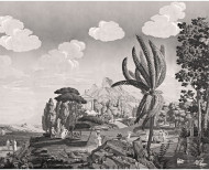 Papier peint panoramique Paysage de Télémaque dans l'île de Calypso monochrome . 1818