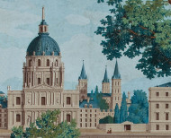 Panoramic wallpaper Paris monuments polychrome . 1812