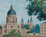 Papier peint panoramique Monuments de Paris polychrome . 1812