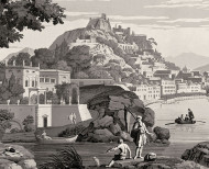 Panoramatapete Italien-Vedute monochrom. 1823