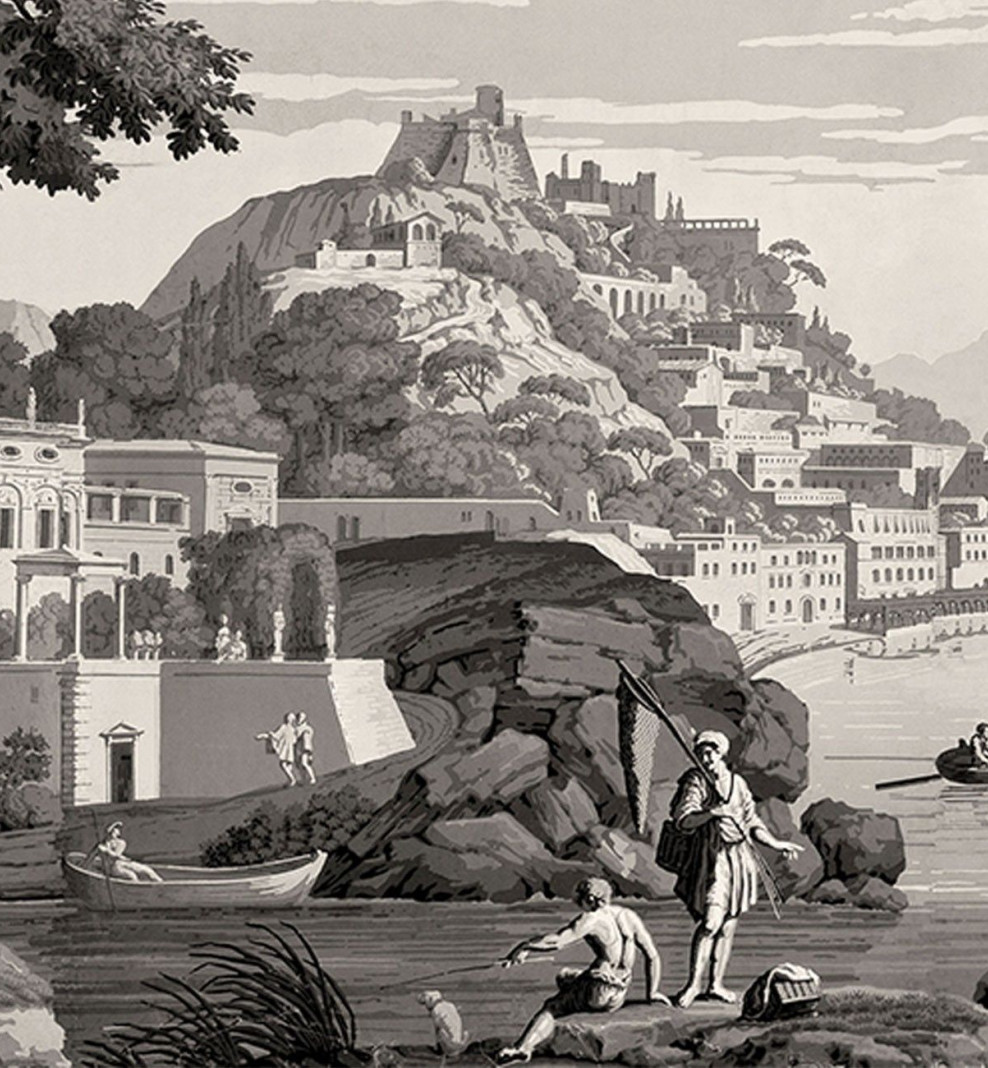 Panoramique Vues d'Italie monochrome . 1823