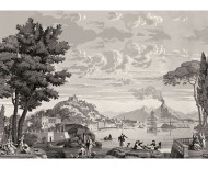 Panoramic wallpaper Views from Italy monochrome . 1823