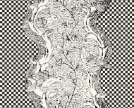 Dominotier-Tapete Schachbrettmuster schwarz-weiß 1750