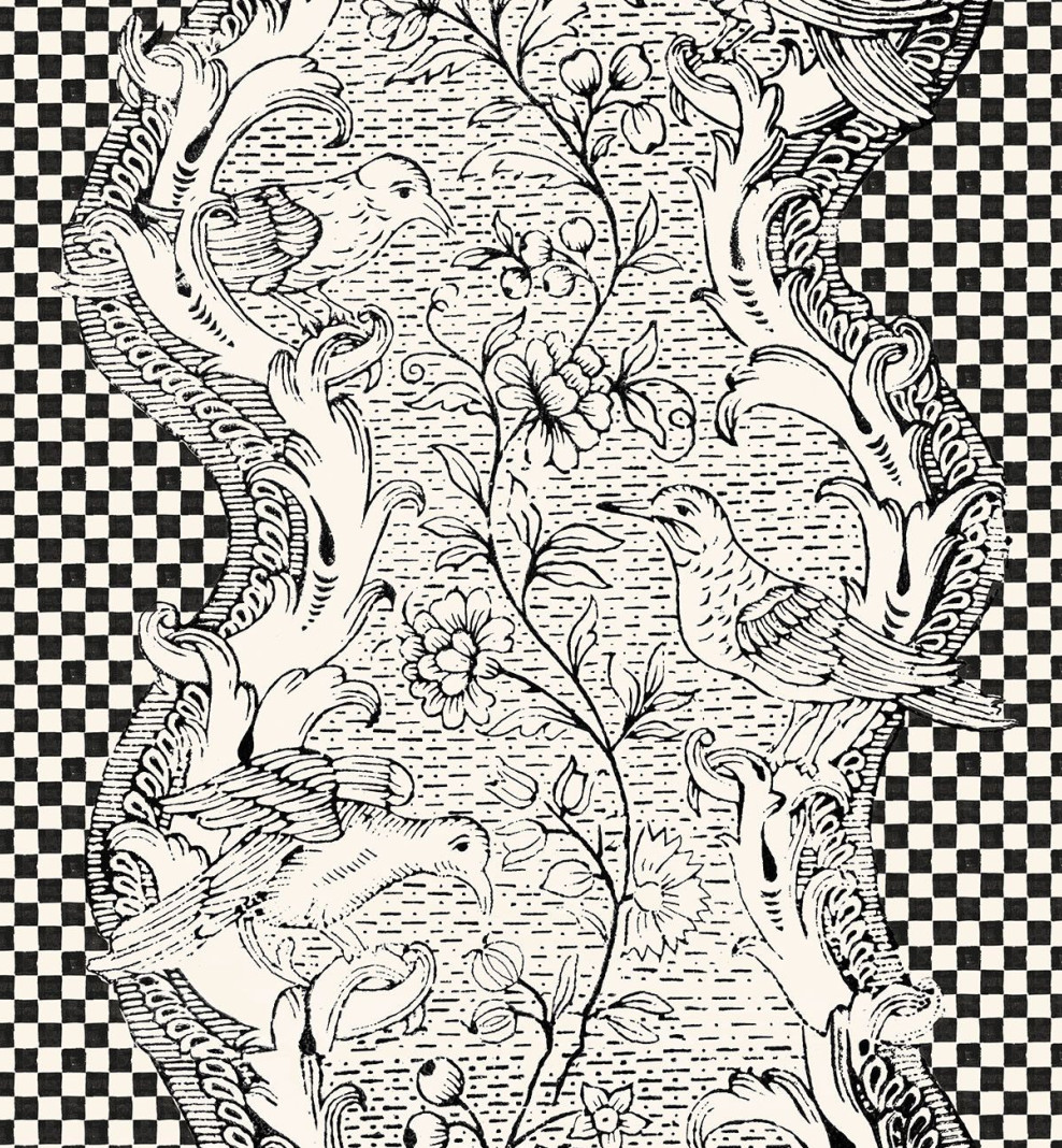 Domino wallpaper black & white checkerboard . 1750