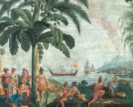 Panoramic wallpaper Native Peoples of the Pacific Ocean . 1804