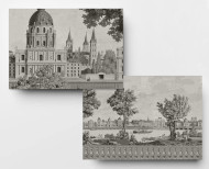 Panoramic wallpaper Paris monuments monochrome . 1812
