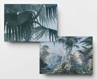 Panoramic wallpaper Eden forest blue . 1861