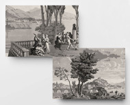 Papier peint panoramique Vues d'Italie monochrome . 1823