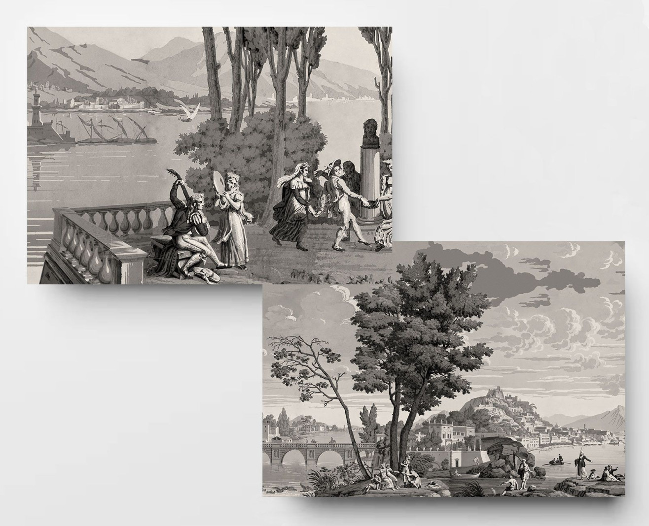 Panoramique Vues d'Italie monochrome . 1823
