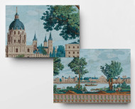 Papier peint panoramique Monuments de Paris polychrome . 1812