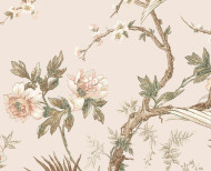 Papier peint panoramique Fleurs de prunier beige rosé . 1889