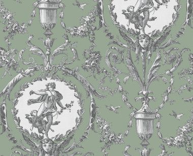 Wallpaper sage-green Medallions . 1867