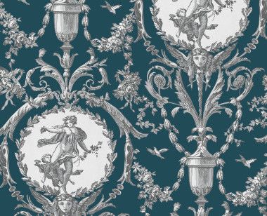 Wallpaper blue Medallions . 1867