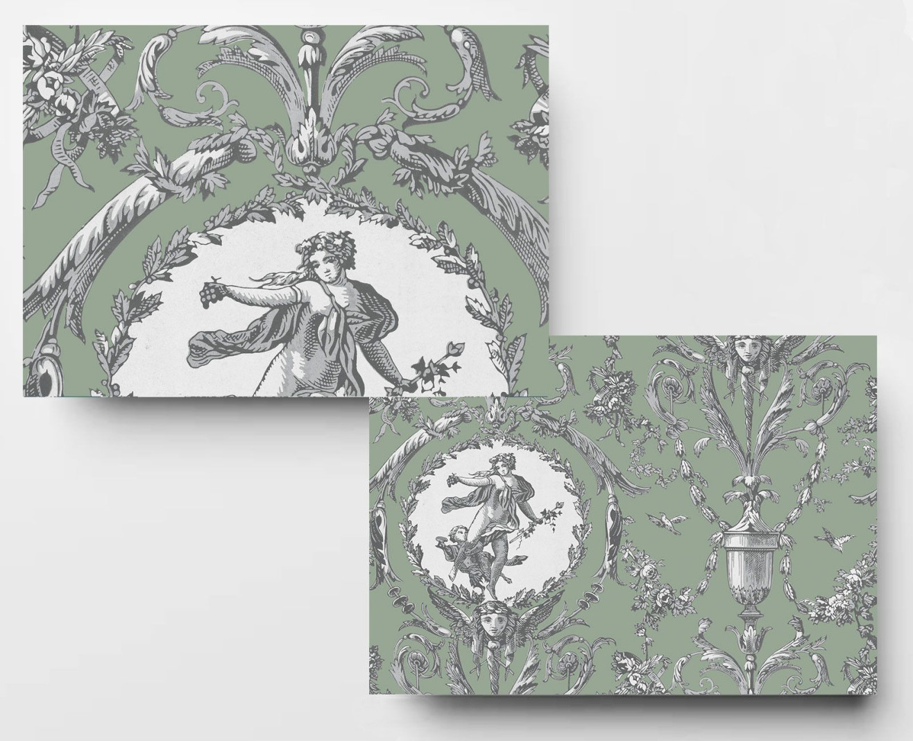 Wallpaper sage-green Medallions . 1867