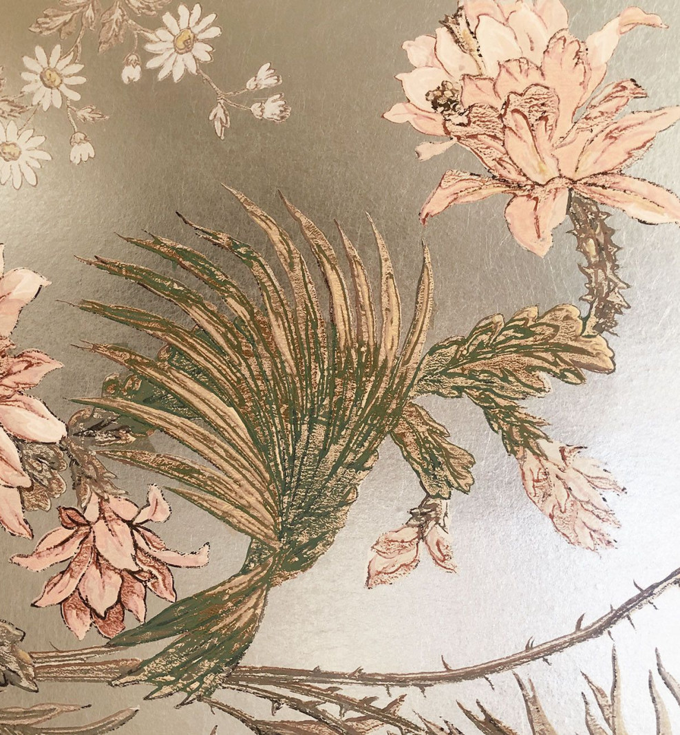 Gold leaf panoramic wallpaper Plum blossoms . 1889