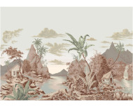 Papier peint panoramique Les Antilles polychrome . 1960