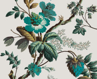 Wallpaper Fancy flowers cyan . 1799