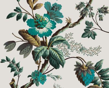 Papier peint Fleurs de fantaisie cyan . 1799