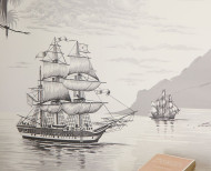 Papier peint panoramique Les Antilles monochrome . 1960