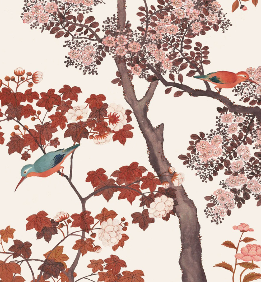 Papier peint chinois Camélia terracotta . 1795–1825