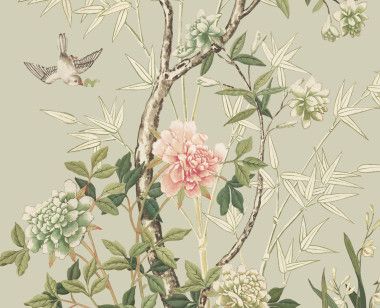 Chinese wallpaper Magnolia celadon green . 1775-1799