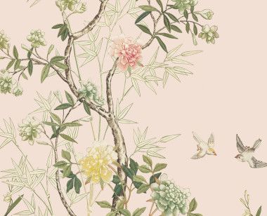 Chinese wallpaper Magnolia powder pink . 1775-1799