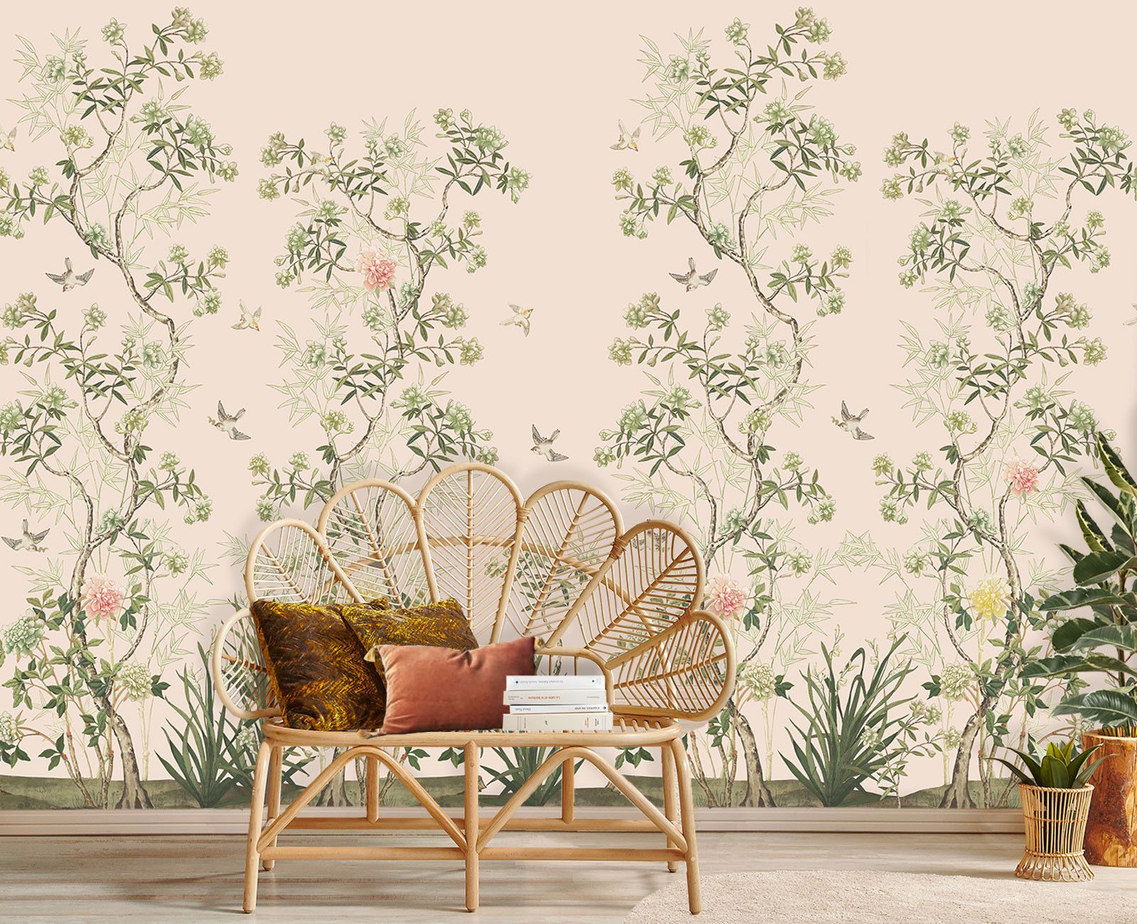 Chinese Wallpaper - Magnolia powder pink | Flowers, birds and branches