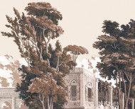 Panoramic wallpaper English garden monochrome . 1800-1804