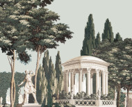 Panoramic wallpaper English garden patinated . 1800-1804