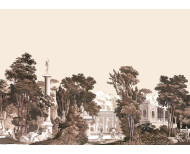 Panoramic wallpaper English garden monochrome . 1800-1804