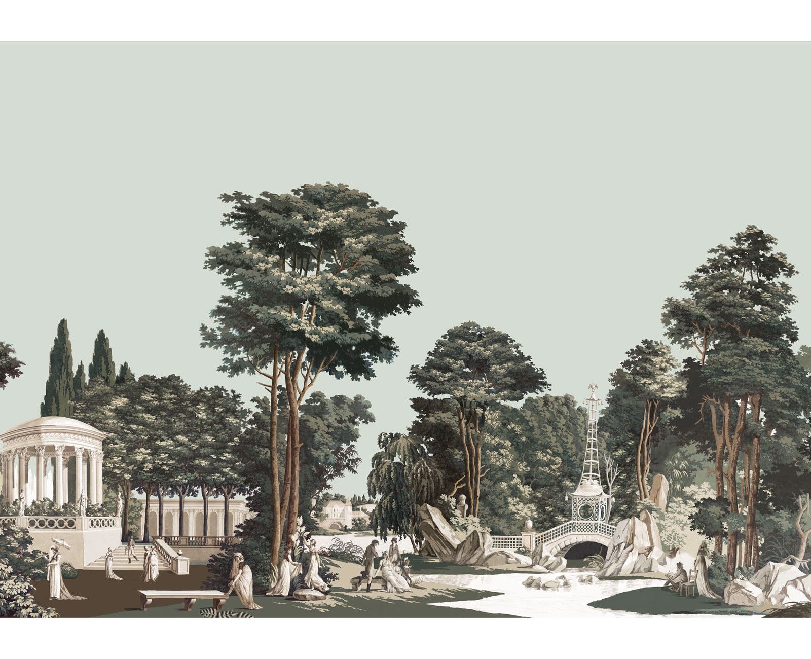 Papier peint panoramique - Jardin Anglais patiné