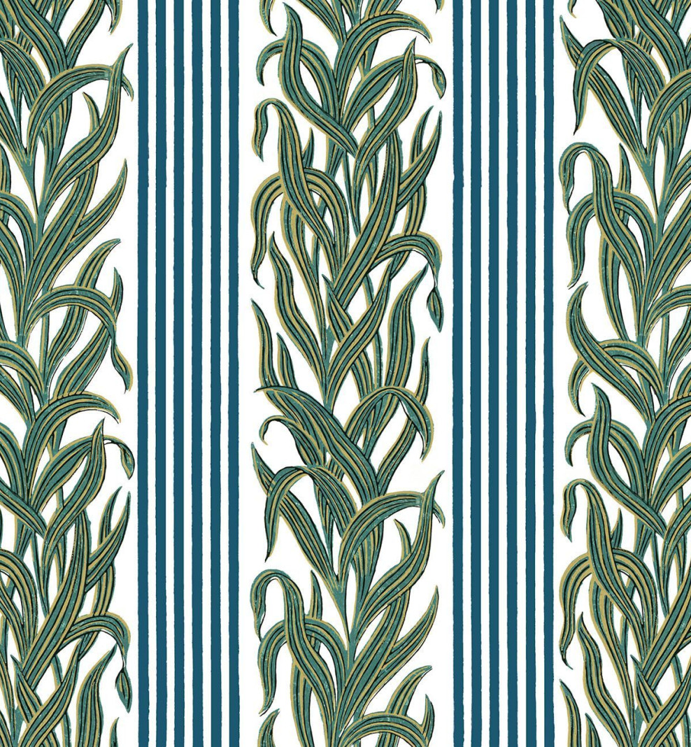 Wallpaper blue and green Josephine . 1800