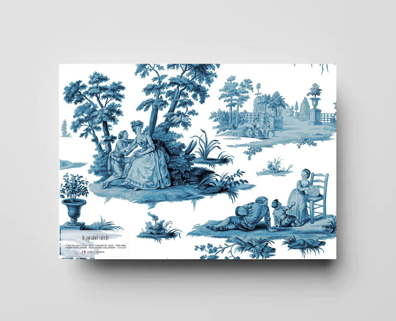 Wallpaper blue Toile de Jouy . 1790-1800