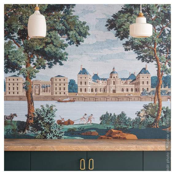 Panoramatapete – Sehenswürdigkeiten von Paris polychrom | Architektur