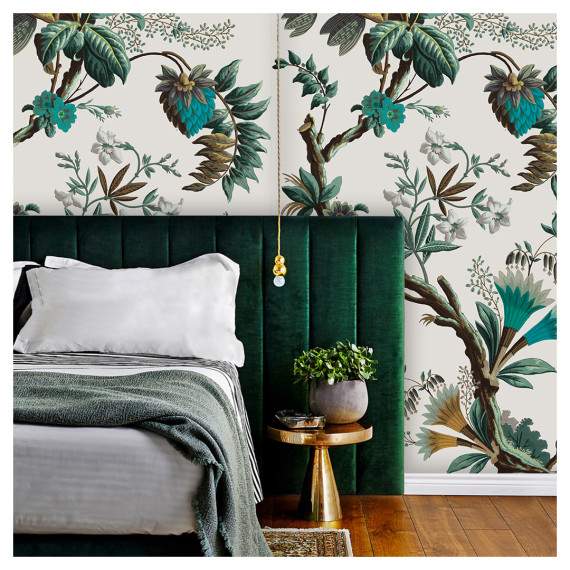 Chambre à coucher/ Papier peint panoramique et papier peint à motifs