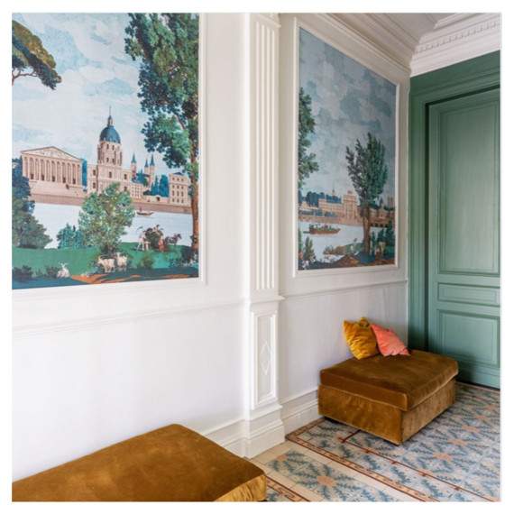 Panoramatapete – Sehenswürdigkeiten von Paris polychrom | Architektur
